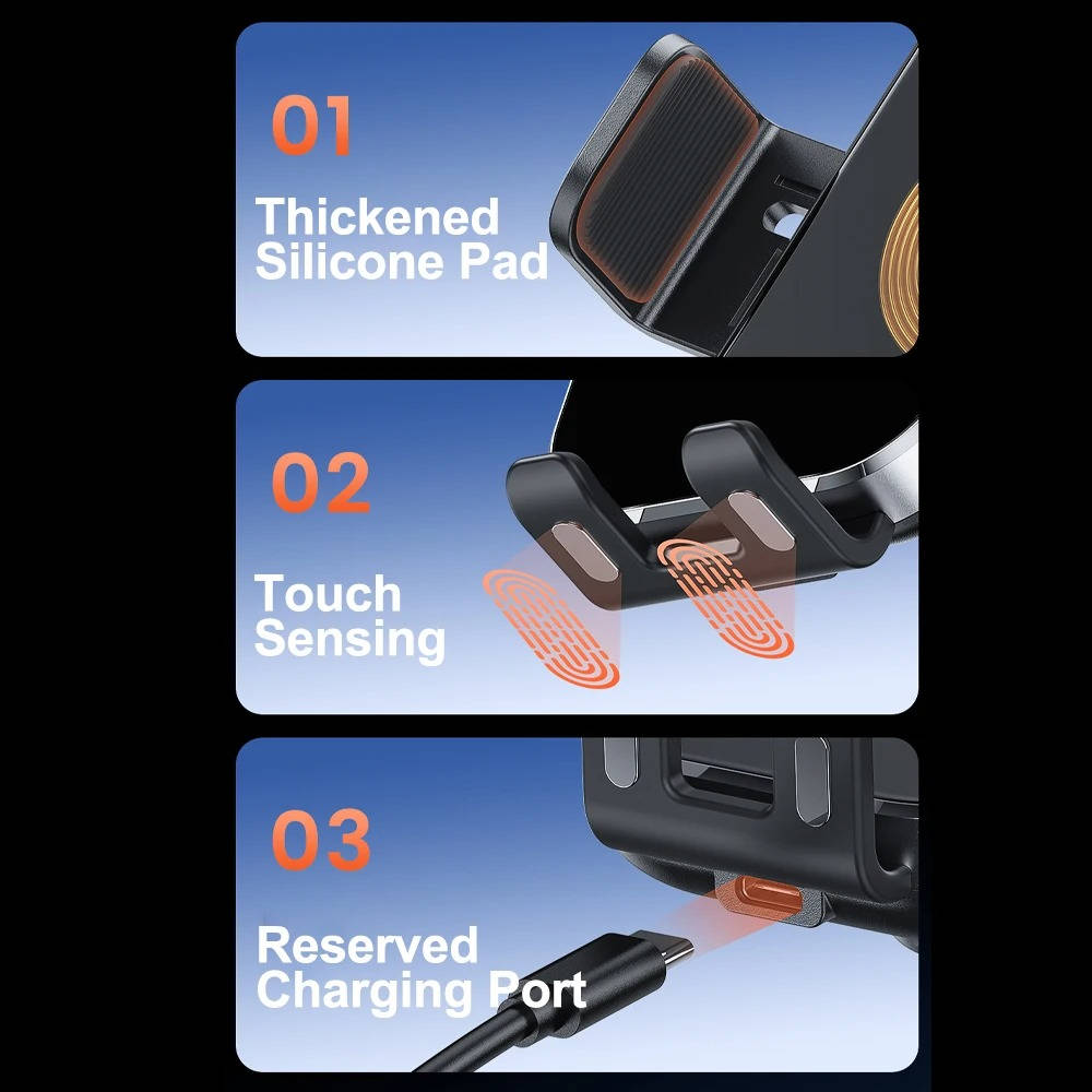Soporte de Coche para Teléfono con Carga Inalámbrica 15W | Auto Grip Táctil | Montaje Universal