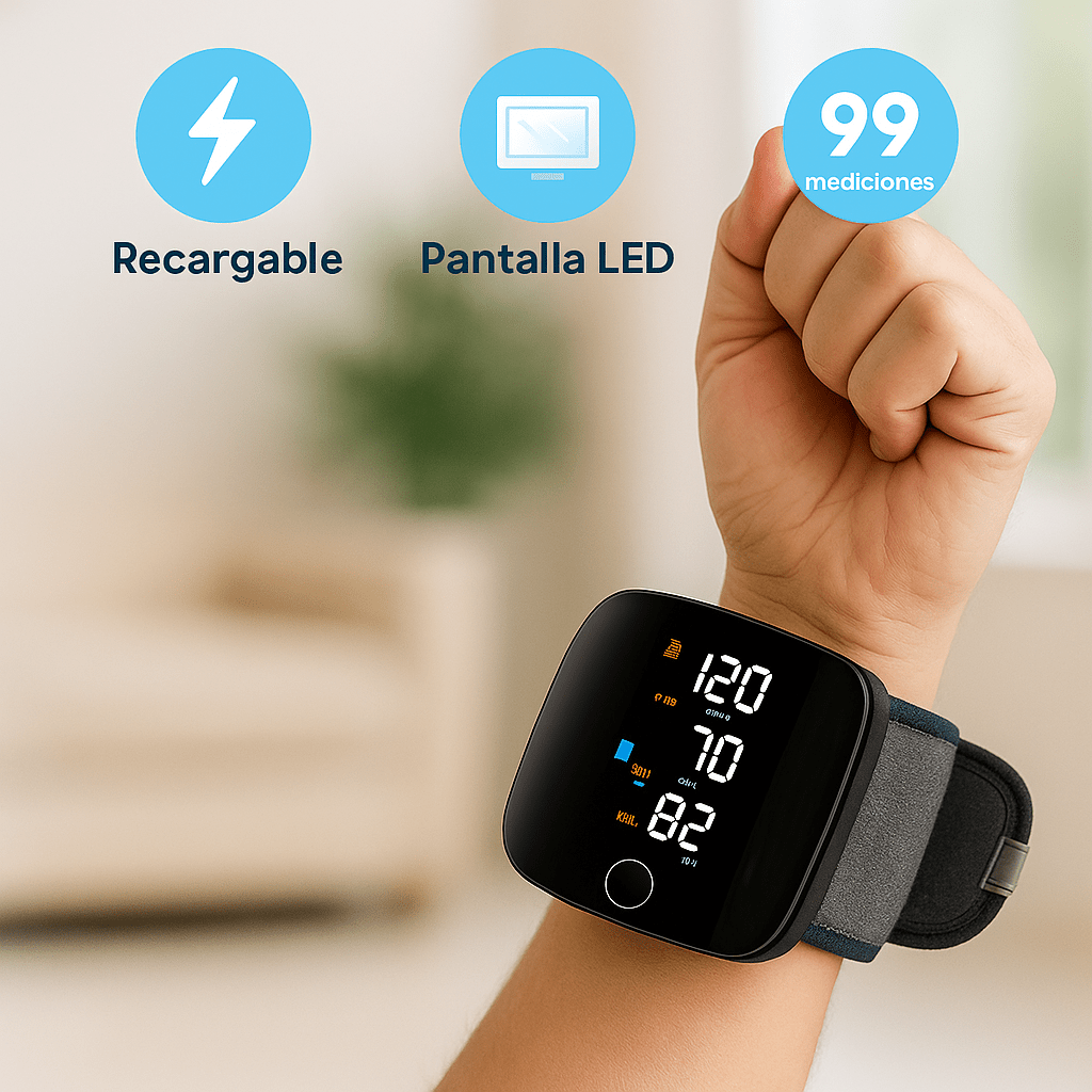 Tensiómetro de Muñeca Automático Recargable LED - VyFlair