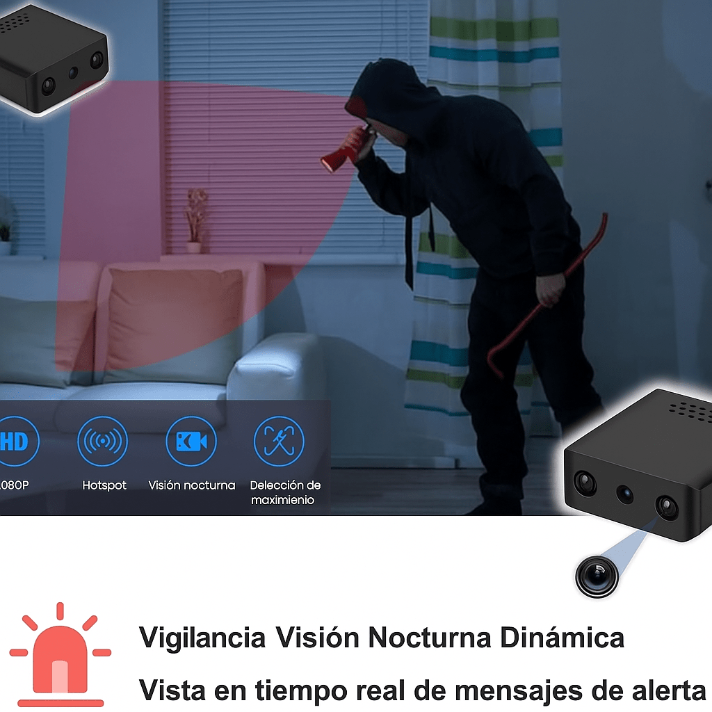 Cámara de Video Micro HD con Audio y Visión Nocturna - VyFlair