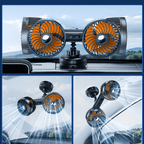 Ventilador Automóvil Doble Cabeza con Ventosa y Batería - VyFlair