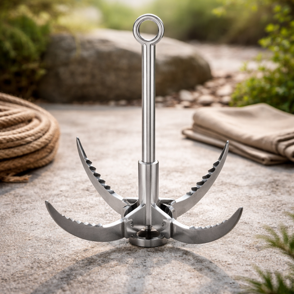 Gancho de agarre plegable | Acero inoxidable, compacto | Camping