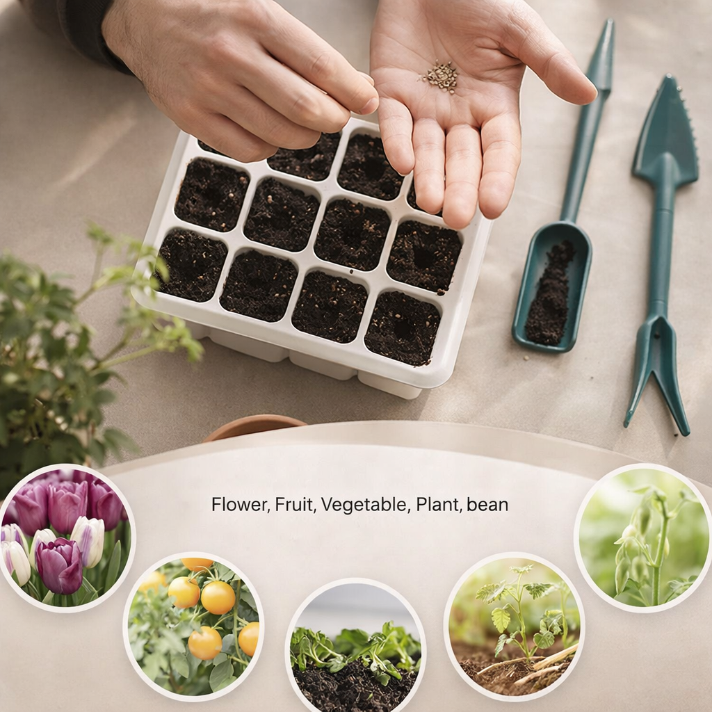 Kit cultivo semillas interior | Luz crecimiento LED, domo | Plantas
