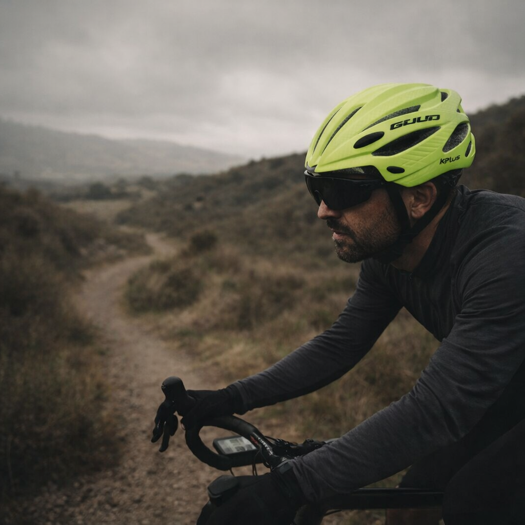 Casco bicicleta | Visera, gafas integradas | Verde fluorescente, ventilado