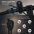Luz bicicleta | 3 en 1, LED recargable | Bocina, alta visibilidad