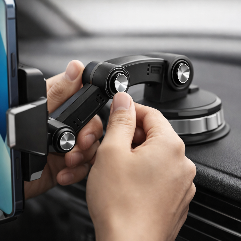Soporte para Teléfono de Auto GripTech | Fuerte Succión | Rotación 360° | Uso con Una Mano