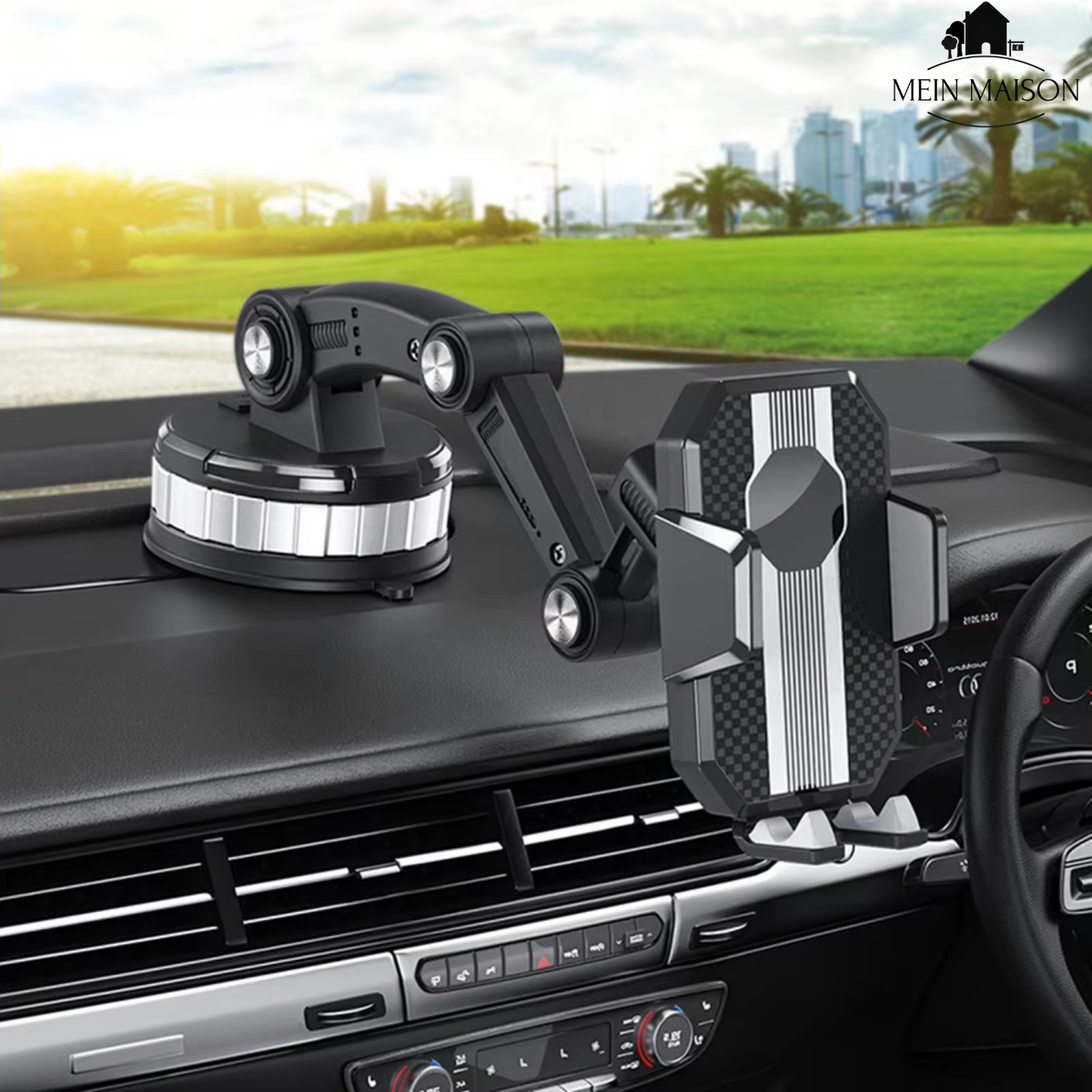 Soporte para Teléfono Auto | Ventosa Fuerte | Rotación 360° | Control de Una Mano