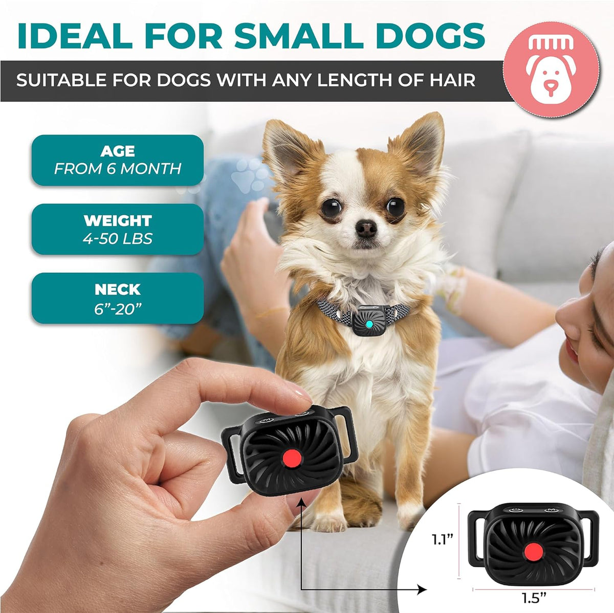 Nina | Collar Anti-Aboiement para Perros Pequeños – Entrenamiento Suave y Eficaz