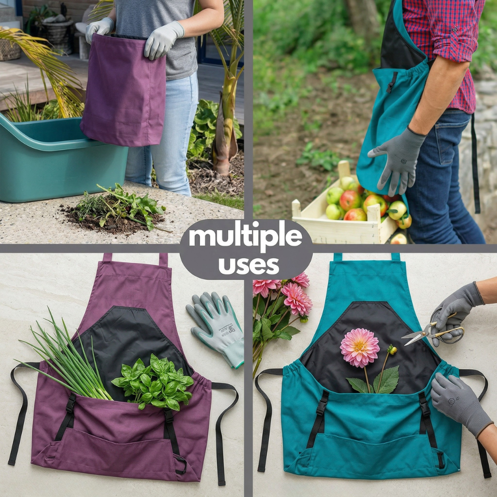 Delantal de jardinería | Tirantes cruzados, bolsillos grandes | Trabajo