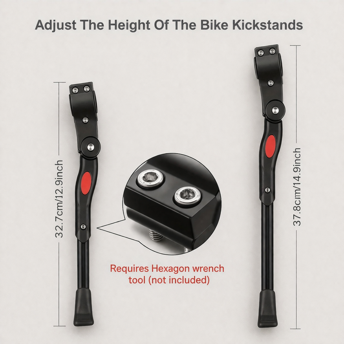 Soporte bicicleta | Ajustable, pata lateral | Resistente, estable