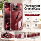 Custodia per iPhone 18 | Trasparente, anti-ingiallimento, protezione della fotocamera | PC effetto vetro