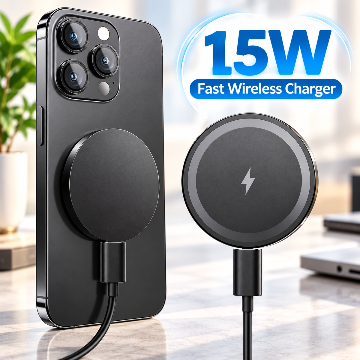 Cargador Inalámbrico MagSafe | Magnético para iPhone 12 a 18 | Carga Rápida 15W