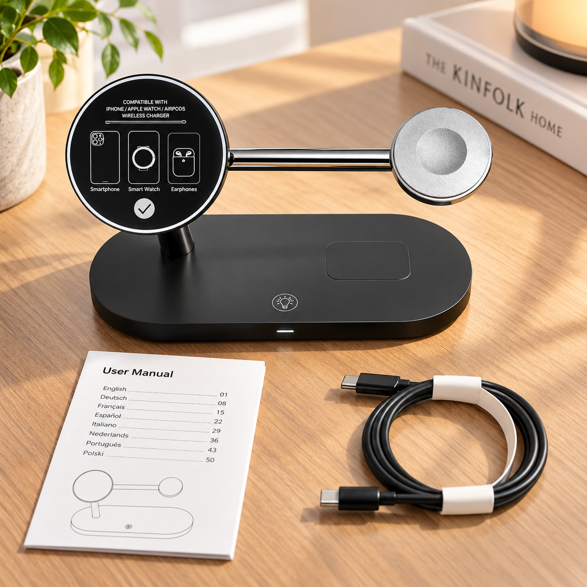 Cargador Inalámbrico 3 en 1 | MagSafe para iPhone, Apple Watch, AirPods | 15W