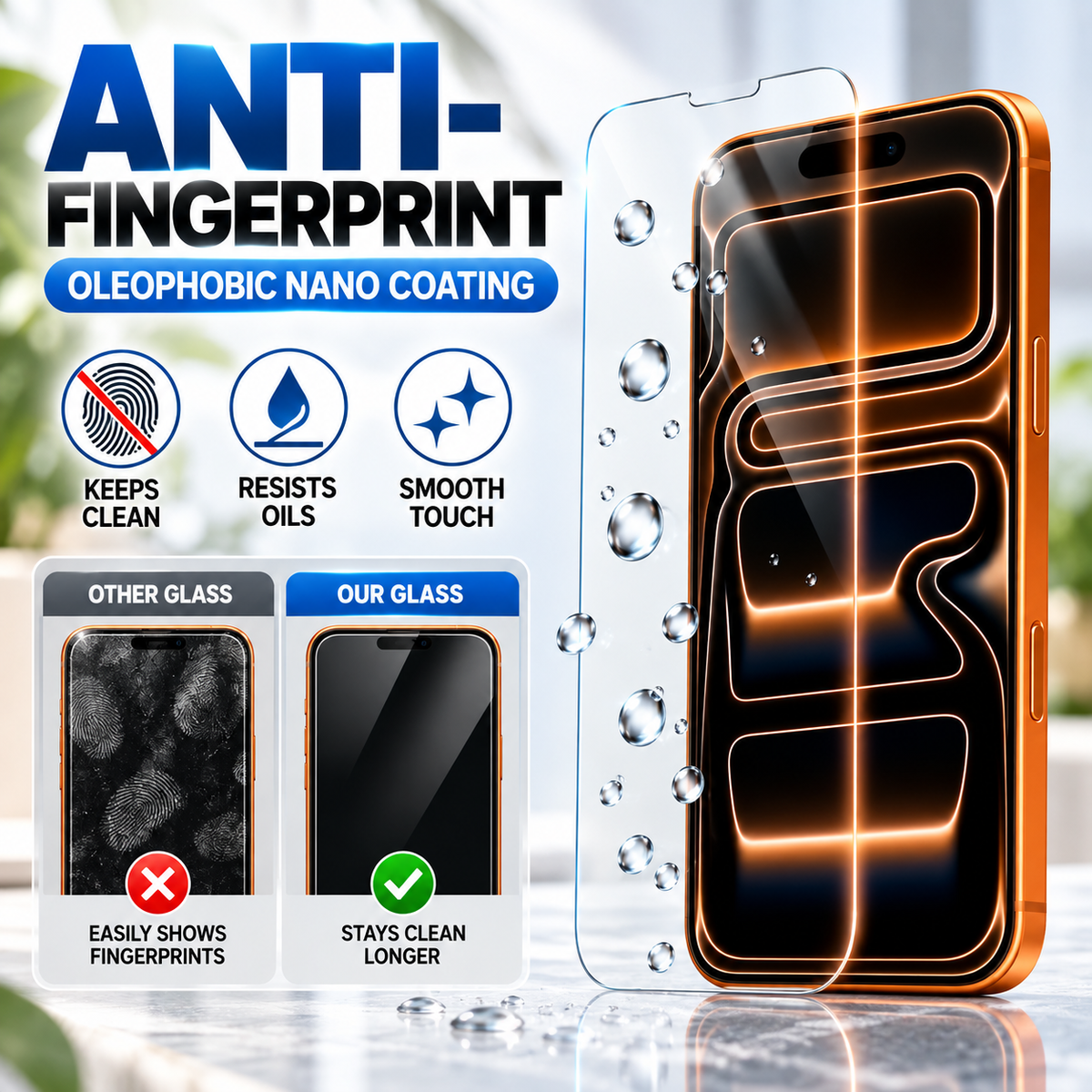 Protector de Pantalla iPhone | Cristal Templado 9H, Antihuella | Antirrayas