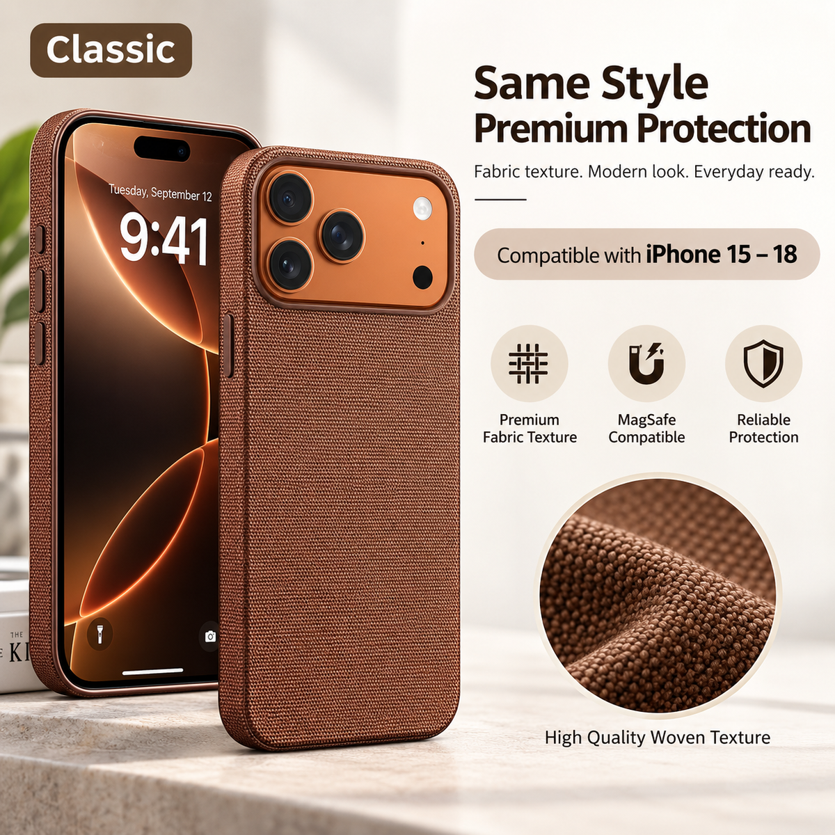 Funda iPhone MagSafe | Tejido Tecnológico, Magnética | 15 al 18 Pro Max