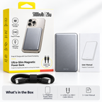 Batería Portátil Magnética 5000mAh | Carga Inalámbrica 15W, Delgada | Compatible iPhone Samsung