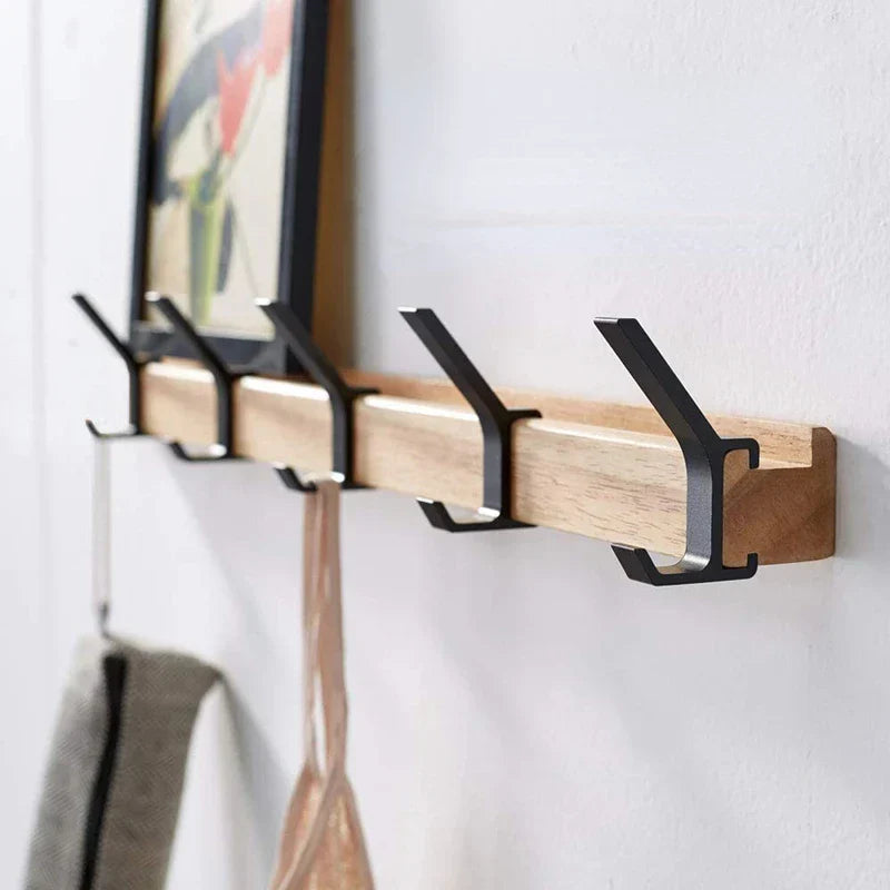 Perchero de pared | Diseño nórdico, negro | Madera, aluminio