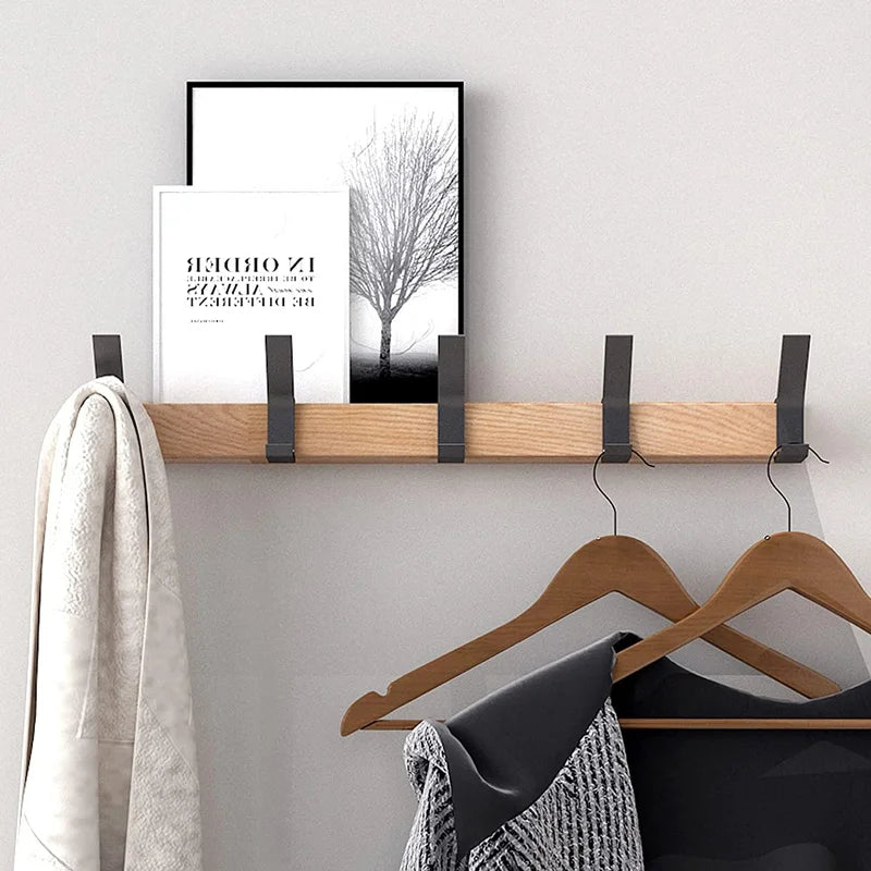Perchero de pared | Diseño nórdico, negro | Madera, aluminio