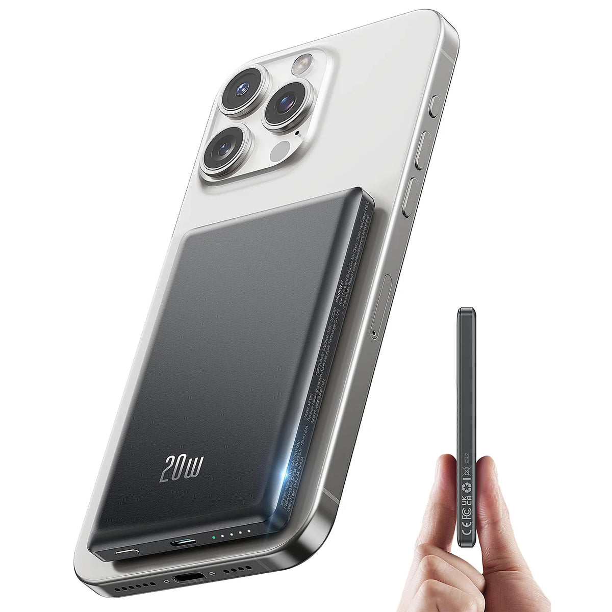 Batería Portátil Magnética 5000mAh | Carga Inalámbrica 15W y Rápida 20W | iPhone y Samsung