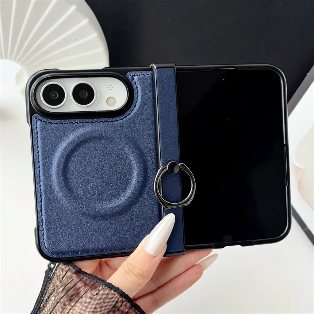 Funda iPhone con Anillo Magnético | MagSafe, Cuero, Anticaída | Soporte y Carga Inalámbrica