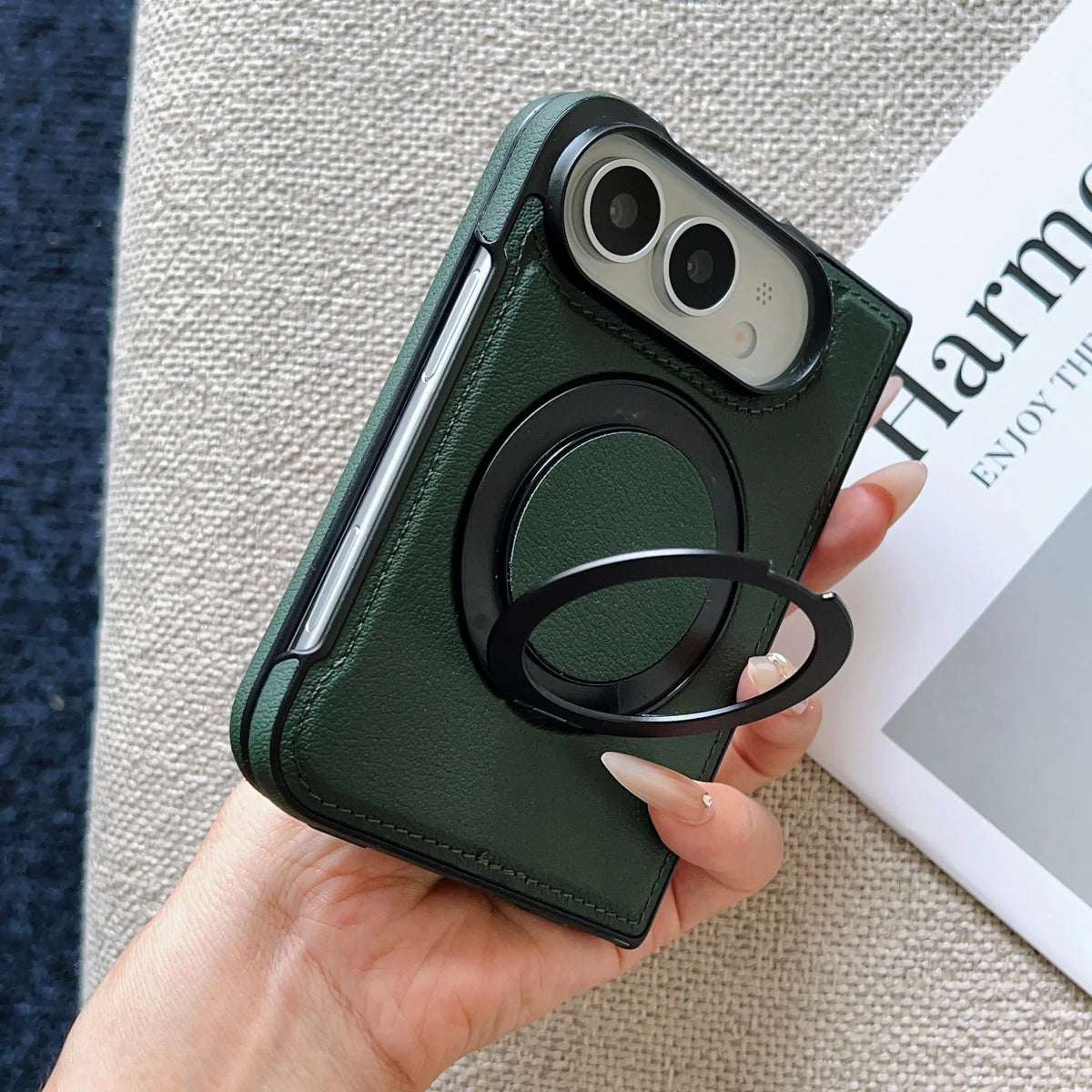 Funda Magnética iPhone | Soporte 360°, Piel, Antigolpes | MagSafe