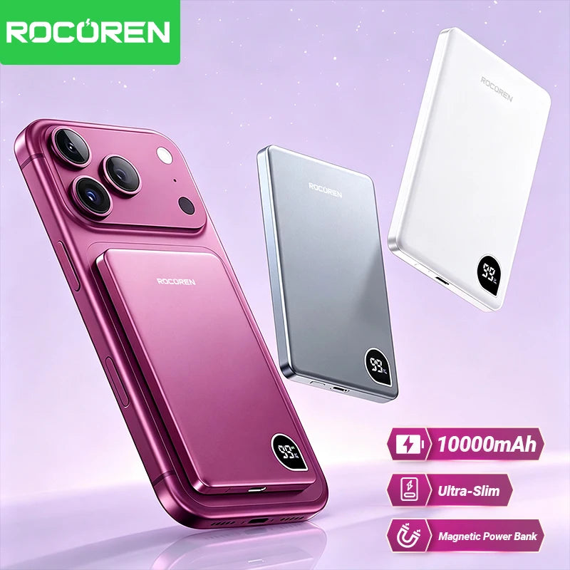 Batería Portátil Magnética | Carga Rápida 20W, Inalámbrica, Pantalla Digital | 5000mAh / 10000mAh