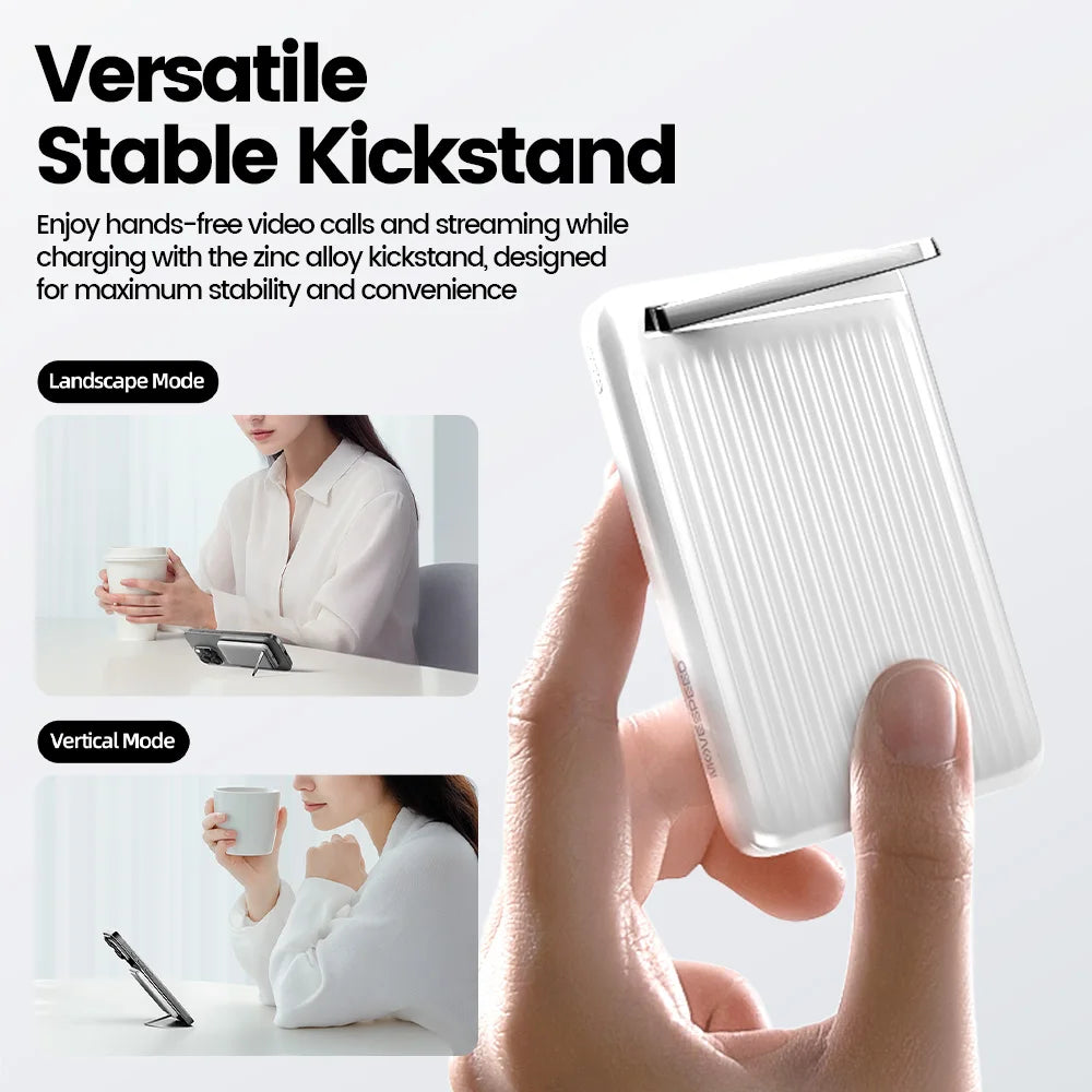 Batería Portátil Qi2 10000mAh | Carga Inalámbrica 15W, PD 30W | Soporte Plegable