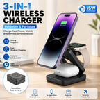 Cargador Inalámbrico 3 en 1 | Magnético Plegable, 30W | iPhone, Apple Watch