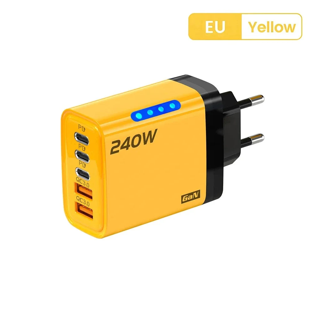 Cargador USB Tipo C 5 Puertos | Carga Rápida 120W, GaN, PD | iPhone Samsung Xiaomi