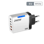 Cargador USB Tipo C 5 Puertos | Carga Rápida 120W, GaN, PD | iPhone Samsung Xiaomi