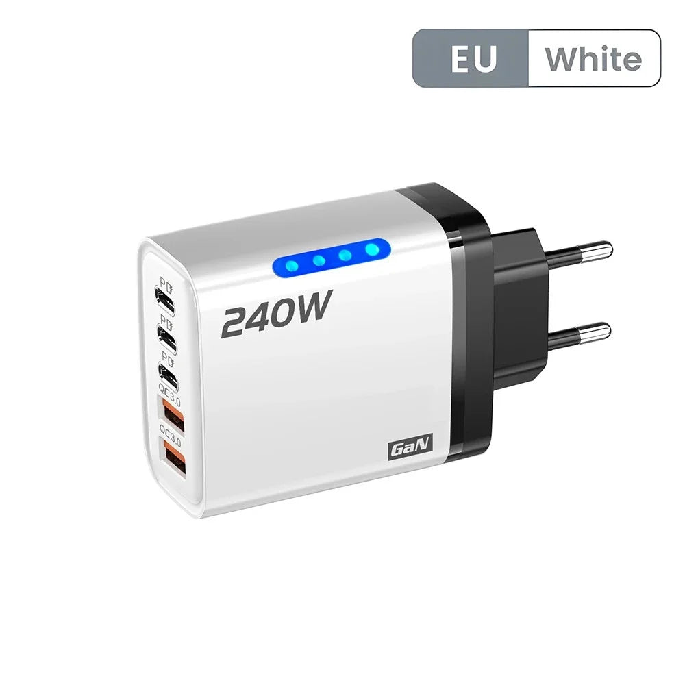 Cargador USB Tipo C 5 Puertos | Carga Rápida 120W, GaN, PD | iPhone Samsung Xiaomi