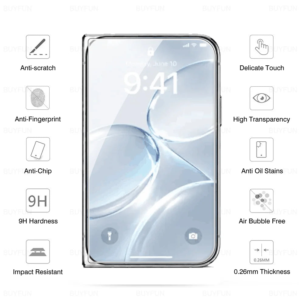 Protector de Pantalla iPhone | Vidrio Templado 9H, HD Transparente | 1-5 Unidades
