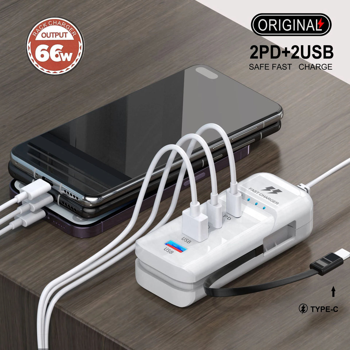 Cargador USB Tipo C 66W | Carga Rápida QC 3.0 | Viaje, Samsung, Xiaomi, iPad