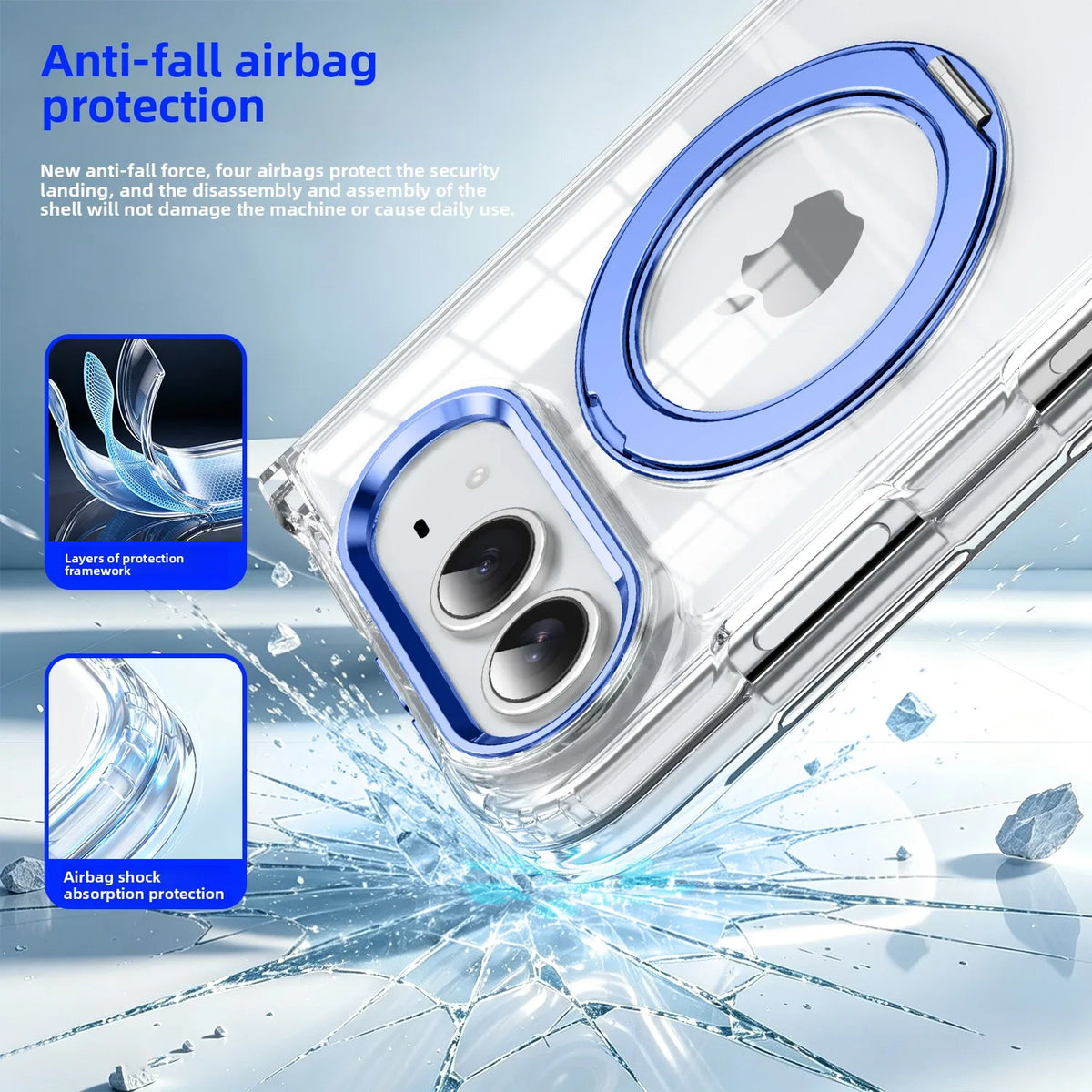 Funda Transparente iPhone | Soporte Magnético Giratorio, MagSafe | Antigolpes