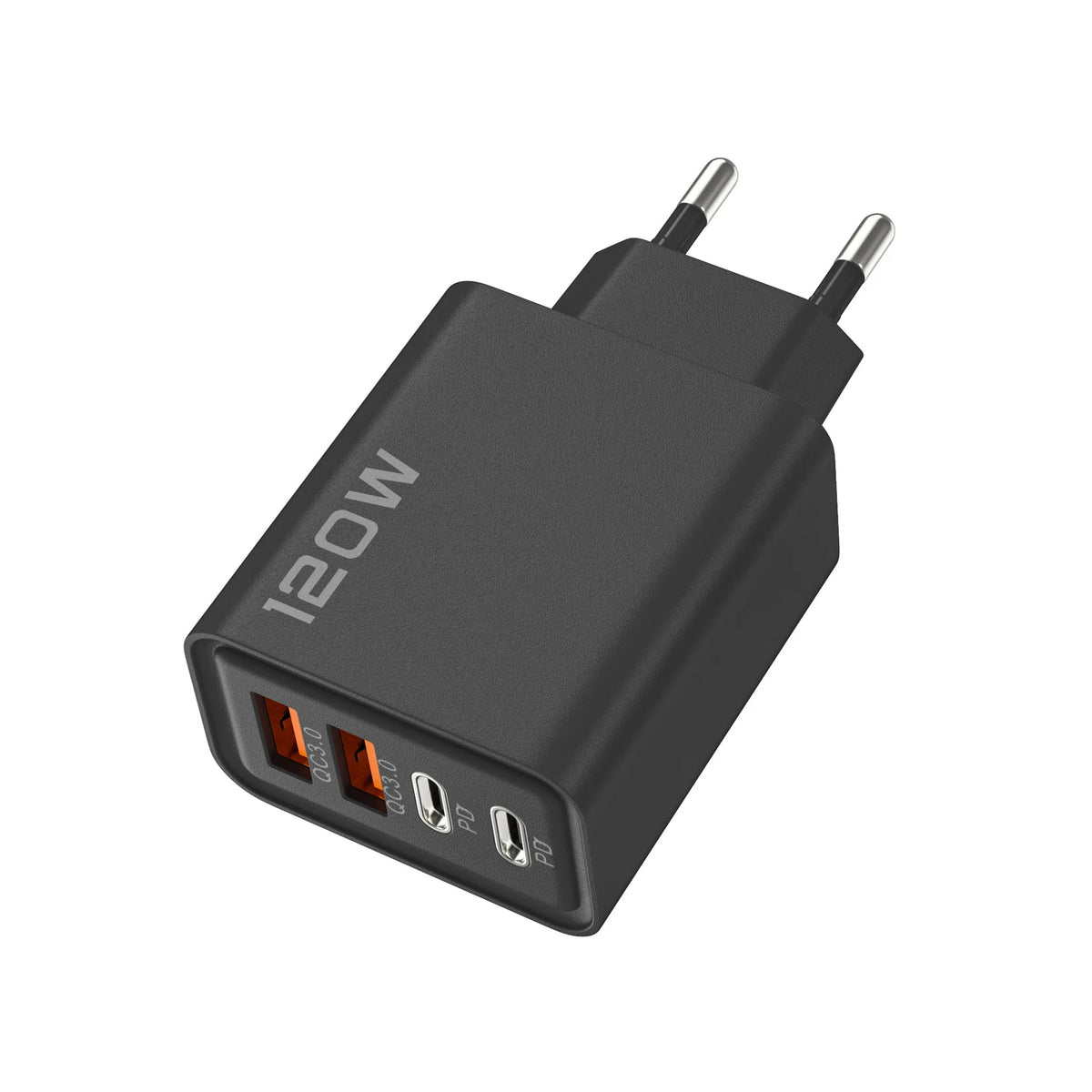 Cargador USB de Pared 120W | 4 Puertos, Carga Rápida | Compatible EU/US/UK