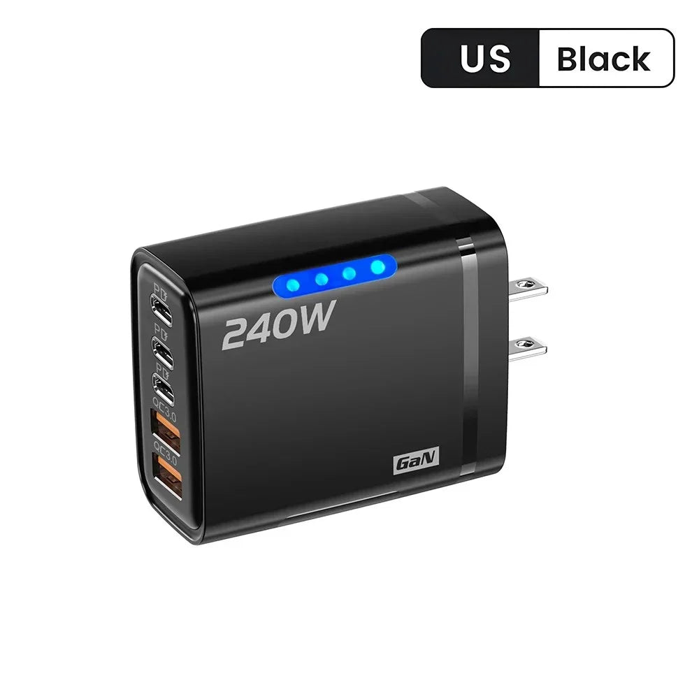 Cargador USB Tipo C 5 Puertos | Carga Rápida 120W, GaN, PD | iPhone Samsung Xiaomi