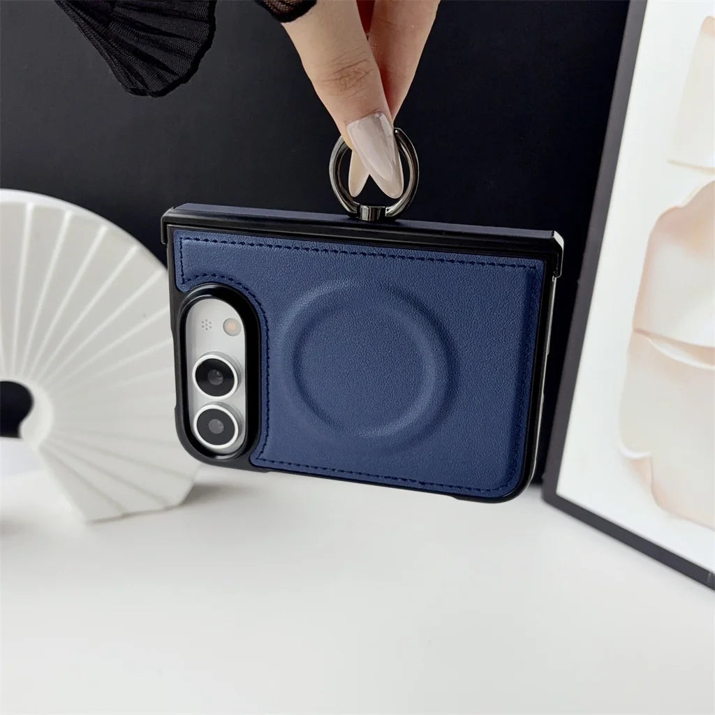 Funda iPhone con Anillo Magnético | MagSafe, Cuero, Anticaída | Soporte y Carga Inalámbrica