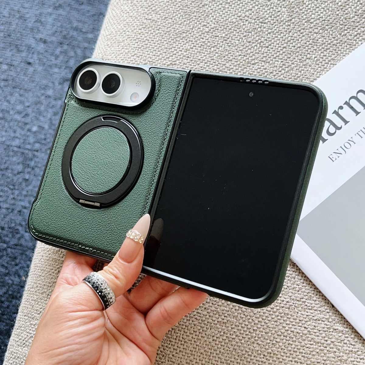 Funda Magnética iPhone | Soporte 360°, Piel, Antigolpes | MagSafe