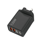 Cargador USB de Pared 120W | 4 Puertos, Carga Rápida | Compatible EU/US/UK