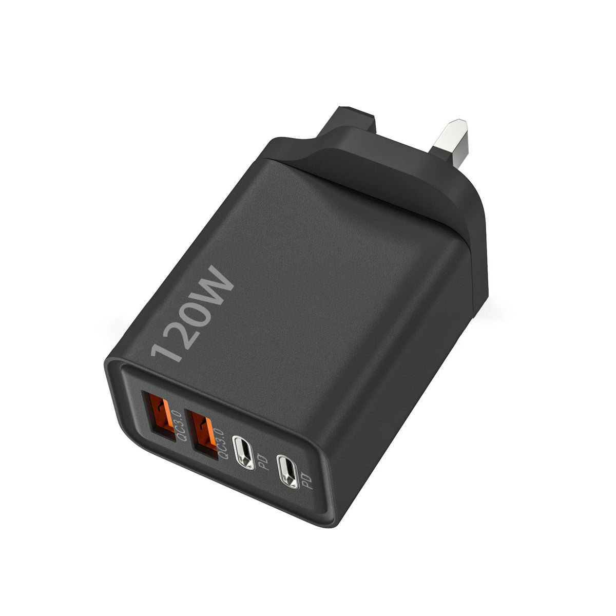 Cargador USB de Pared 120W | 4 Puertos, Carga Rápida | Compatible EU/US/UK