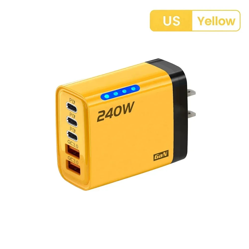 Cargador USB Tipo C 5 Puertos | Carga Rápida 120W, GaN, PD | iPhone Samsung Xiaomi