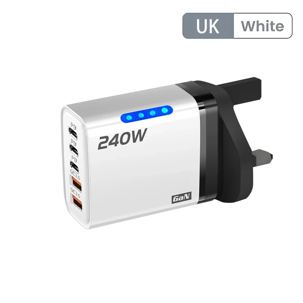 Cargador USB Tipo C 5 Puertos | Carga Rápida 120W, GaN, PD | iPhone Samsung Xiaomi