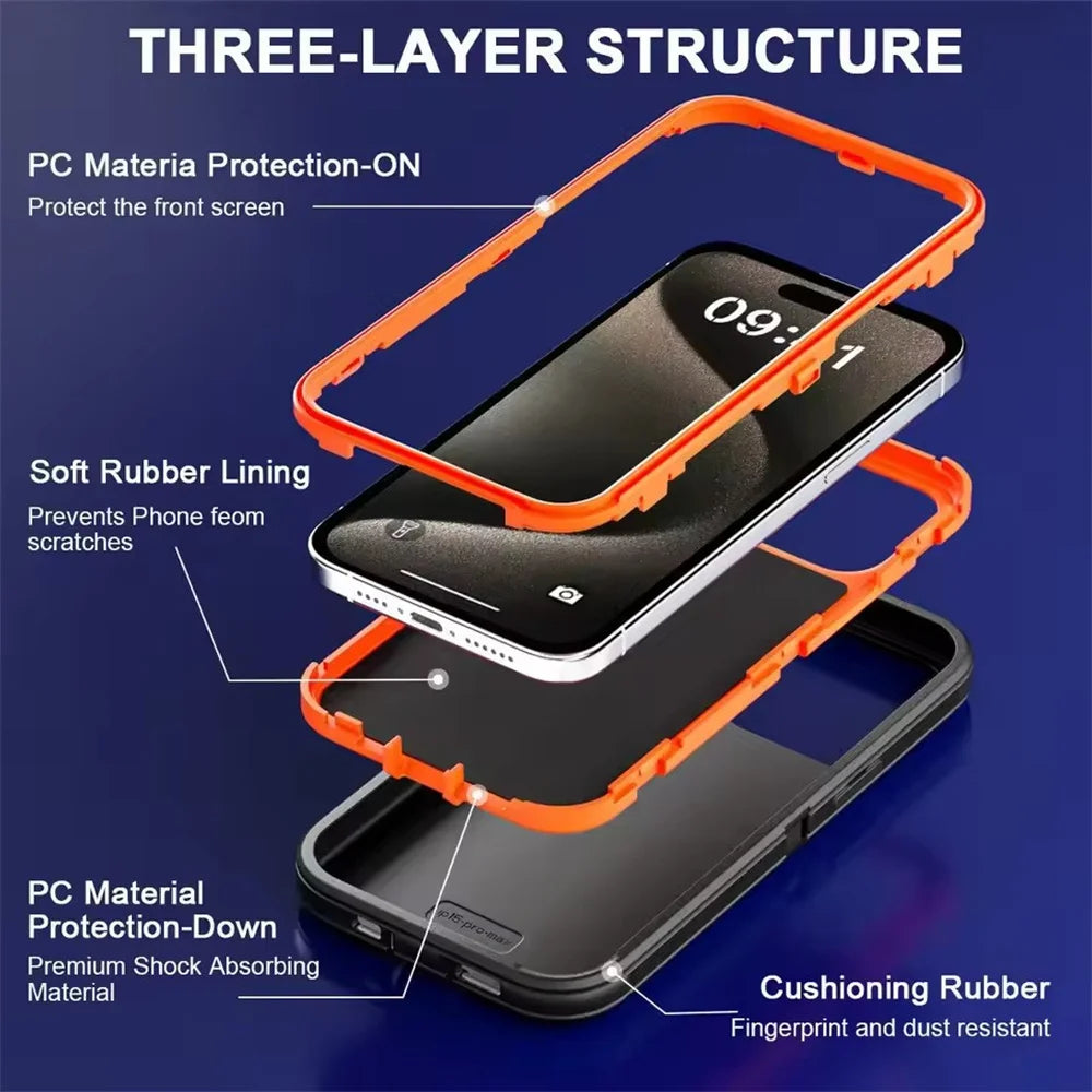 Funda iPhone Antigolpes 3 en 1 | Protección Híbrida Armadura | Silicona, Antiarañazos