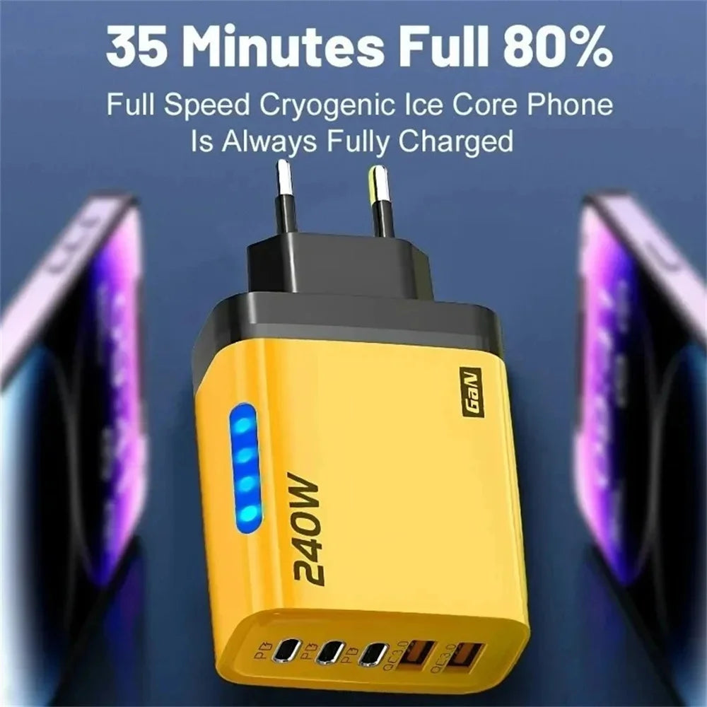 Cargador USB Tipo C 5 Puertos | Carga Rápida 120W, GaN, PD | iPhone Samsung Xiaomi