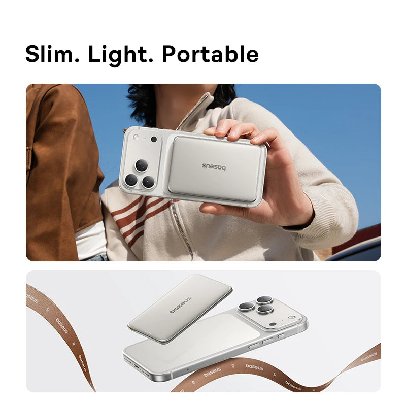 Batería Portátil Magnética 5000mAh | Carga Inalámbrica 15W, Delgada | Compatible iPhone Samsung