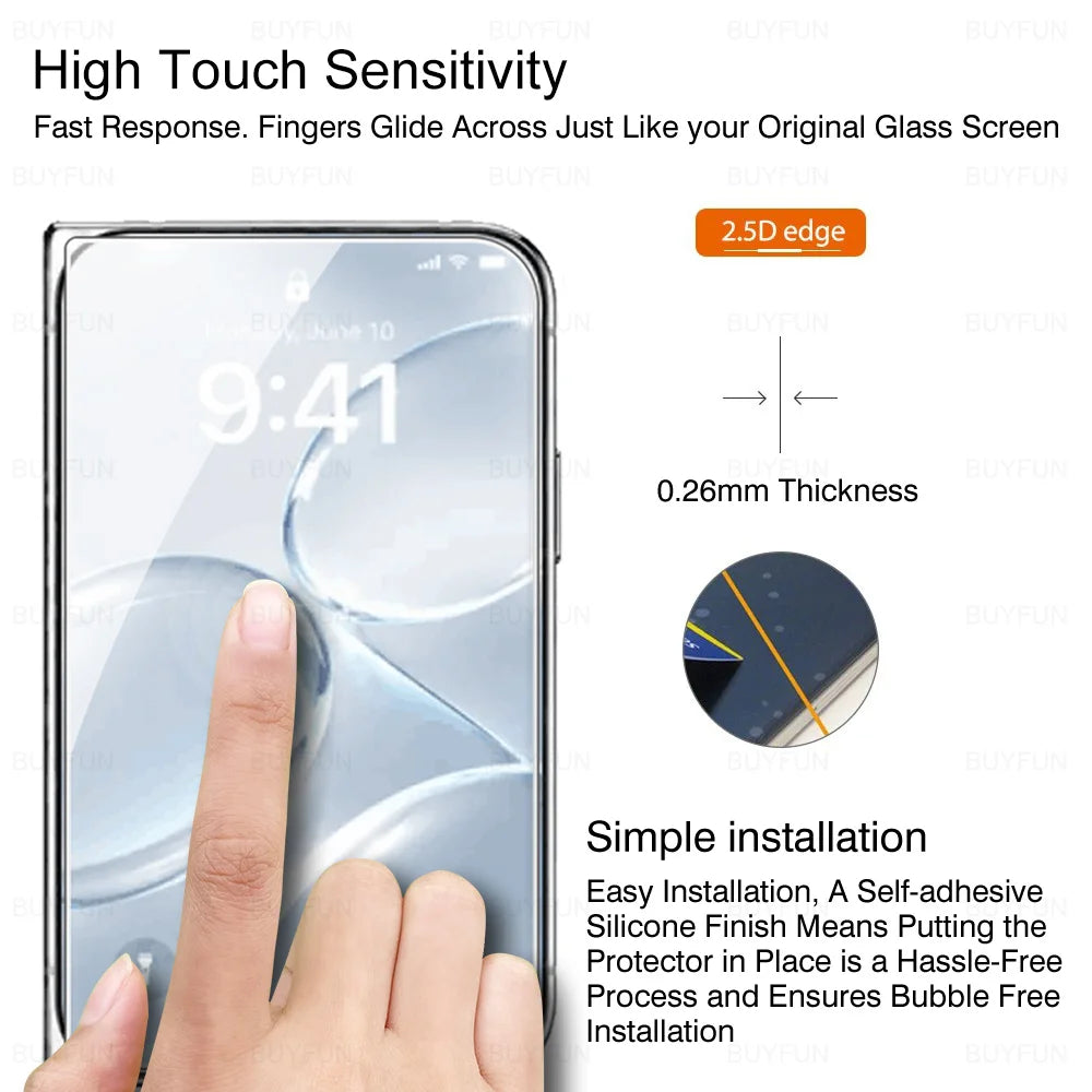 Protector de Pantalla iPhone | Vidrio Templado 9H, HD Transparente | 1-5 Unidades