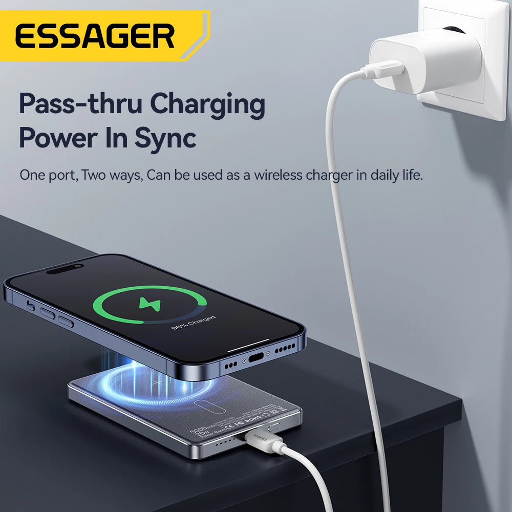 Batería Portátil Inalámbrica 20W 5000mAh | Carga Rápida Magnética | Compatible con MagSafe iPhone