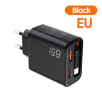 Cargador USB 65W | Carga Rápida, Cable Tipo C Retráctil | QC 3.0, PD, Multipuerto