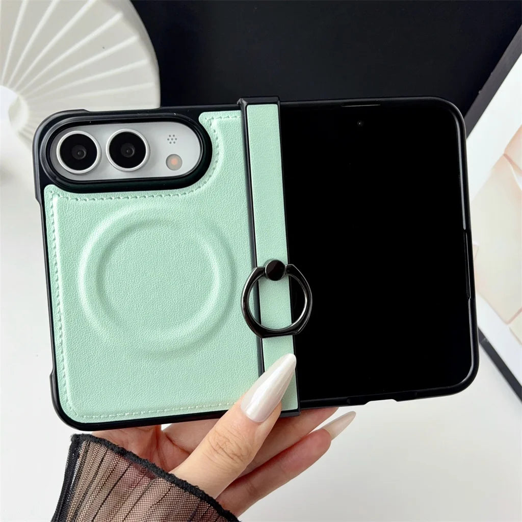 Funda iPhone con Anillo Magnético | MagSafe, Cuero, Anticaída | Soporte y Carga Inalámbrica