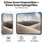 Protector de Pantalla iPhone | Cristal Templado y Film Hidrogel | Pack 3 Unidades