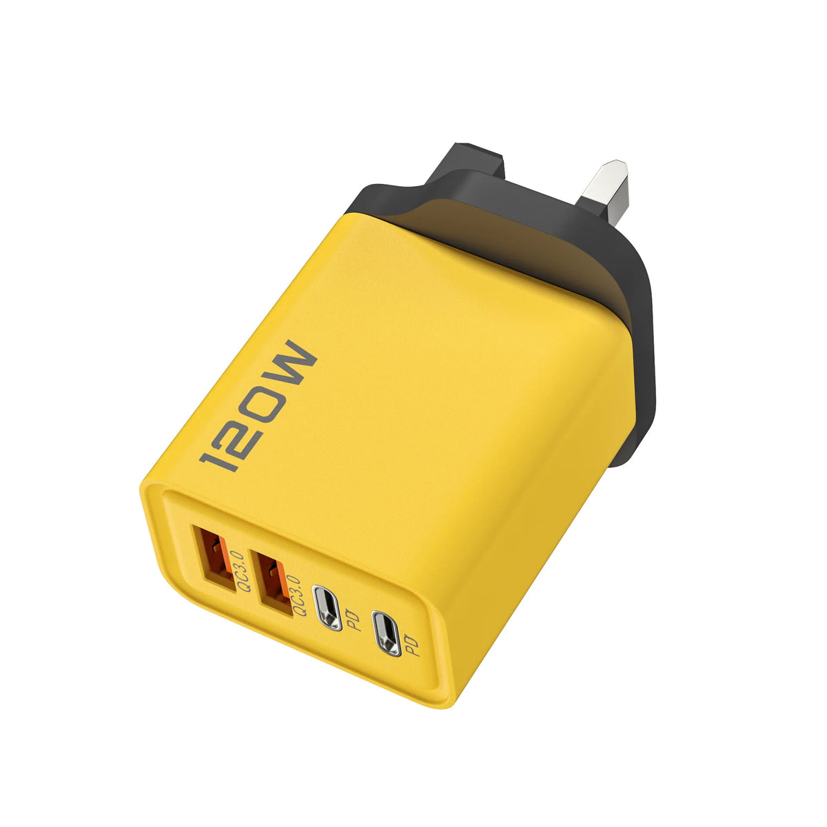 Cargador USB de Pared 120W | 4 Puertos, Carga Rápida | Compatible EU/US/UK